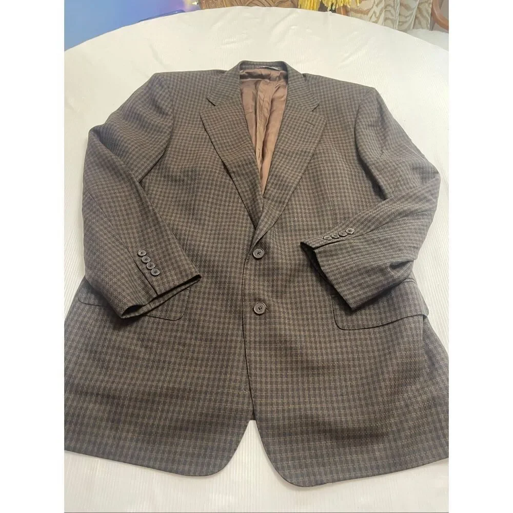 Ermenegildo Zegna High Performance Men’s Brown Plaid Blazer Size 56 Euro 46 US